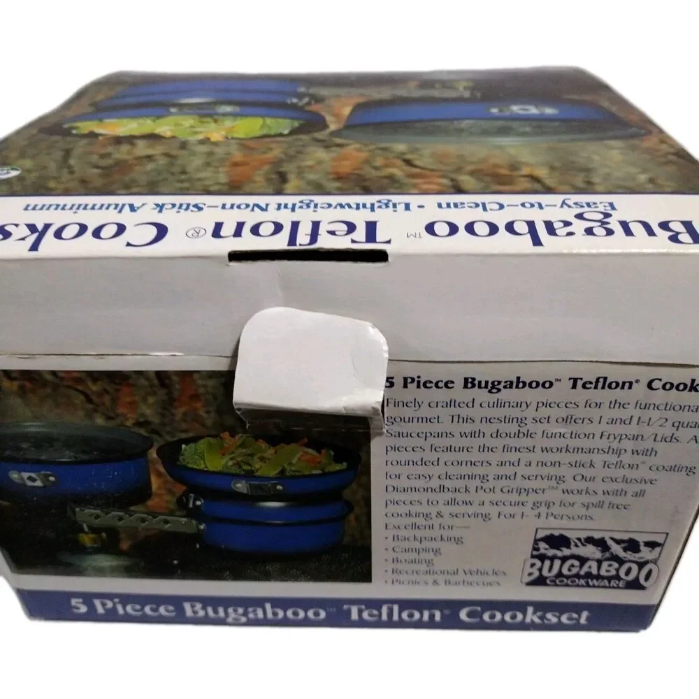 GSI Outdoors Bugaboo 5 pc Teflon Cookset Blue Non-Stick Aluminum Camp Tailgate